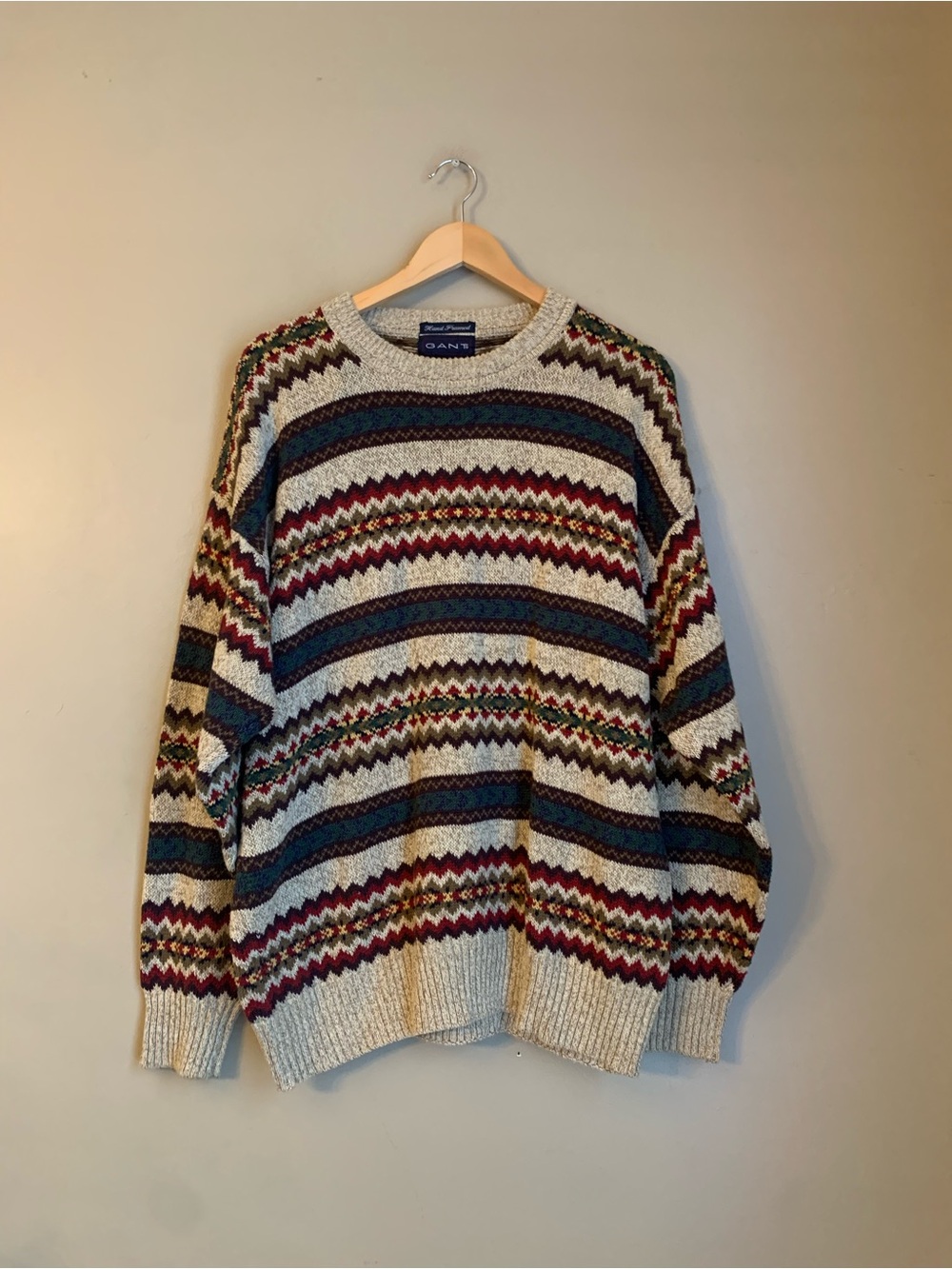 Gant Hand Framed Sweater Mens L Multicolor Striped  Pullover Vtg Grandpa Browns